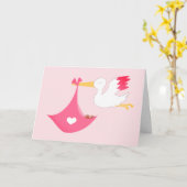 Girly Stork mit einer kleinen Girl-Bundle aus Joy Karte (Gelbe Blume)