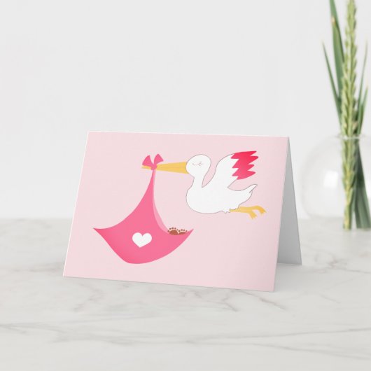 Girly Stork mit einer kleinen Girl-Bundle aus Joy Karte (Vorderseite)