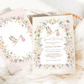 Girly Stork Wildblume Garden Girl Babydusche Einladung