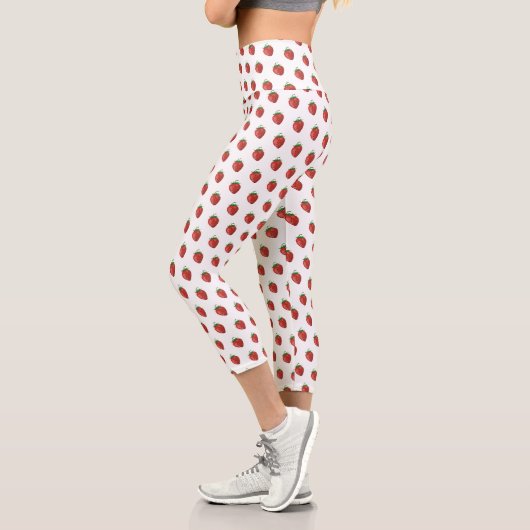 Girly Strawberry | Capri Leggings | weiß (Links)