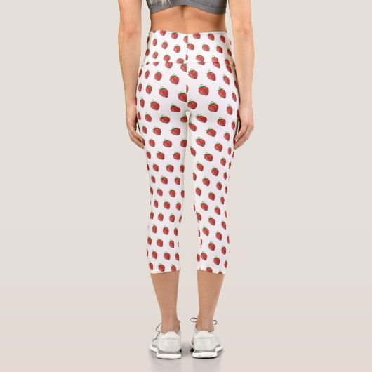 Girly Strawberry | Capri Leggings | weiß (Rückseite)