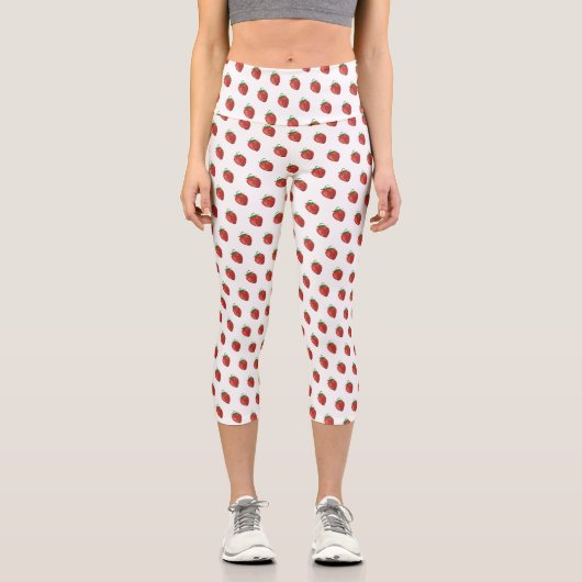 Girly Strawberry | Capri Leggings | weiß (Vorderseite)