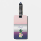 Girly Stripe, Ananas, tropische Blume Gepäckanhänger (Rückseite vertikal)