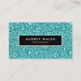 Girly Stylish Blue Glam Glitzer und Black Visitenkarte