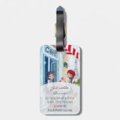 Girly Stylish blue Tee in Paris Girls Gepäckanhänger (Rückseite vertikal)