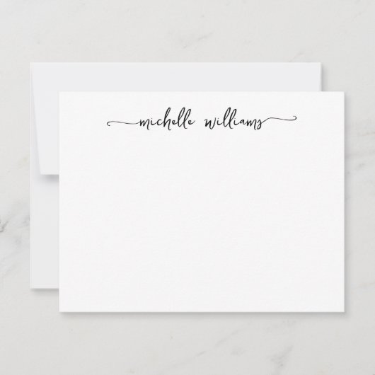 Girly Stylish Calligraphy Script Signature Black Mitteilungskarte (Vorderseite)