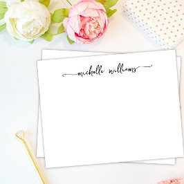 Girly Stylish Calligraphy Script Signature Black Mitteilungskarte