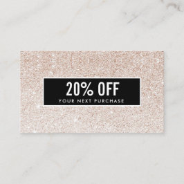 Girly Stylish Champagne Glitzer Black Coupon Card Visitenkarte