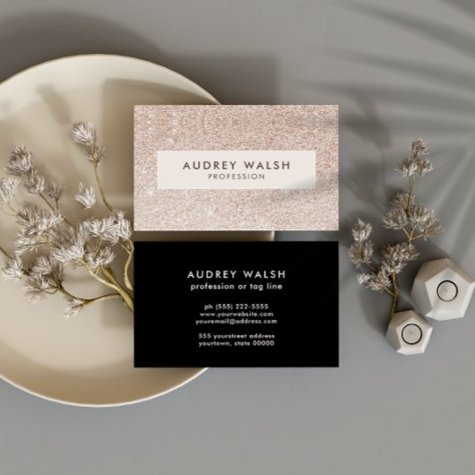 Girly Stylish Champagne Pink Glitzer Luxury Visitenkarte