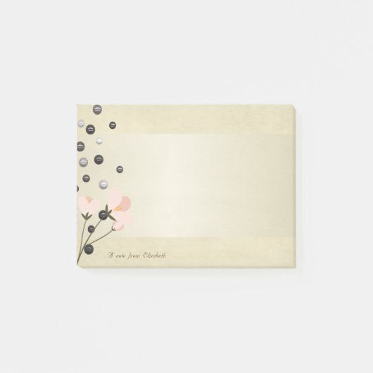 Girly Stylish Elegante Blume,Perlen -Personalisier Post-it Klebezettel (Vorderseite)