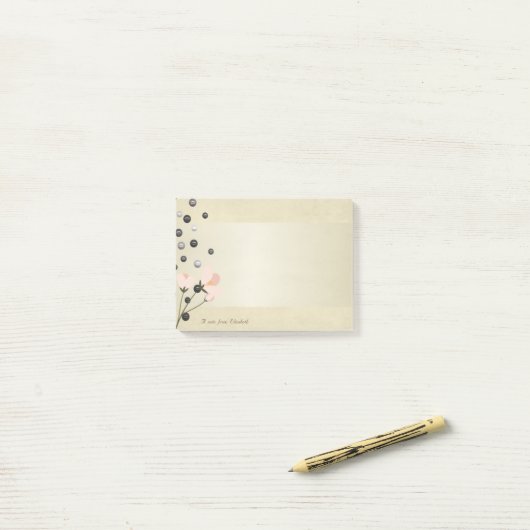 Girly Stylish Elegante Blume,Perlen -Personalisier Post-it Klebezettel (Auf Schreibtisch)
