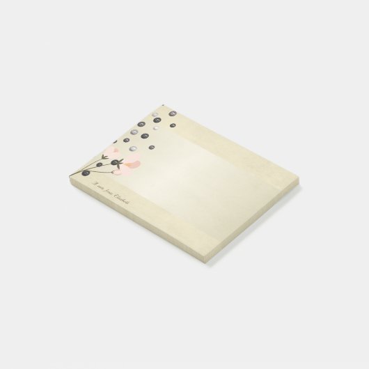 Girly Stylish Elegante Blume,Perlen -Personalisier Post-it Klebezettel (angewinkelt)