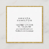 Girly Stylish Fashion Gold Glitzer + weißer Platz Quadratische Visitenkarte (Rückseite)