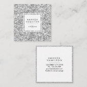 Girly Stylish Fashion SILVER Glitzer weißer Platz Quadratische Visitenkarte (Vorne/Hinten)