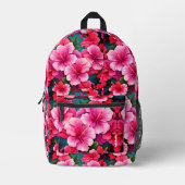 Girly Stylish Hibiskus Summer Tropical Blume Pink Bedruckter Rucksack (Vorderseite)