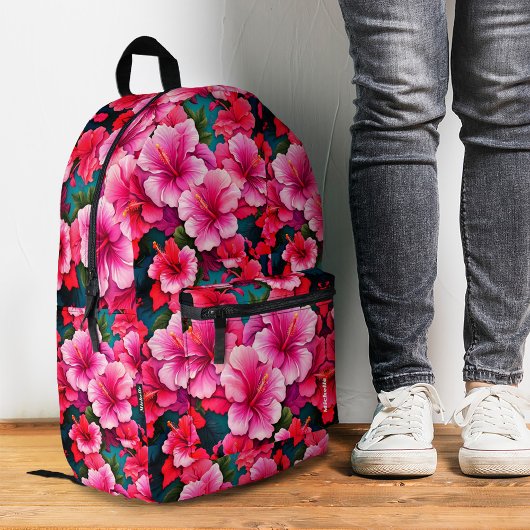 Girly Stylish Hibiskus Summer Tropical Blume Pink Bedruckter Rucksack