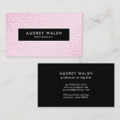 Girly Stylish Imitate Pink Sequin Black Visitenkarte (Vorne/Hinten)