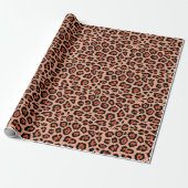 Girly stylish Leopard-Tiermuster orange Geschenkpapier (Ungerollt)