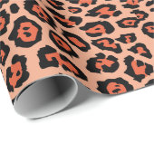 Girly stylish Leopard-Tiermuster orange Geschenkpapier (Rolleneckpunkt)