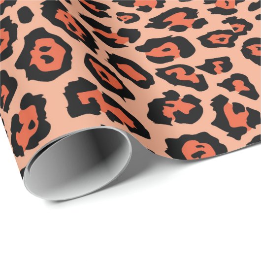 Girly stylish Leopard-Tiermuster orange Geschenkpapier (Rolleneckpunkt)