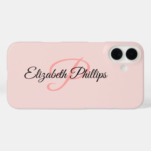 Girly Stylish Misty Rose Monogram Letter Case-Mate iPhone Hülle (Rückseite (Horizontal))
