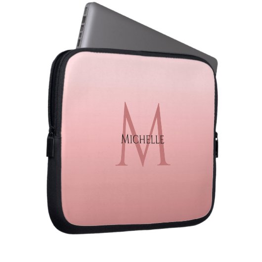 Girly Stylish modische Rose Gold Template Monogram Laptopschutzhülle (Vorne Rechts)