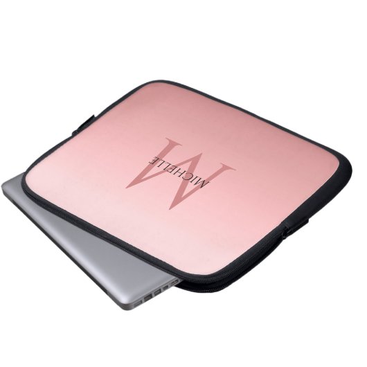 Girly Stylish modische Rose Gold Template Monogram Laptopschutzhülle (Vorne Knopf)