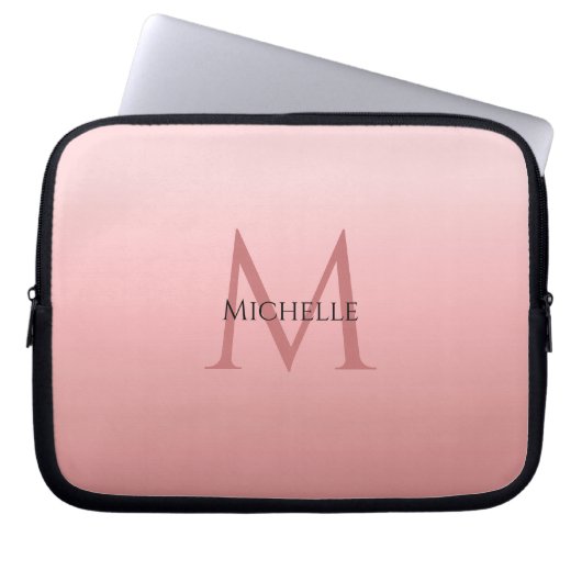 Girly Stylish modische Rose Gold Template Monogram Laptopschutzhülle (Vorderseite)