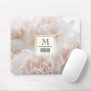 Girly stylish monogram pink pastel floral photo mousepad