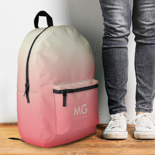 Girly Stylish Peach Pink Ombre ästhetische Sommer Bedruckter Rucksack