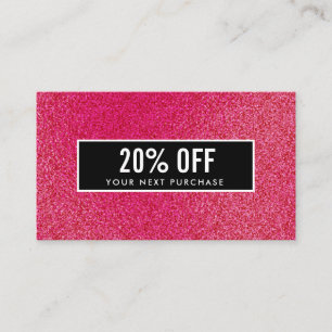 Girly Stylish Raspberry Glitzer Black Coupon Card Visitenkarte