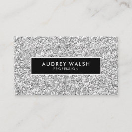 Girly Stylish Silver Glam Glitzer und Black Visitenkarte