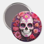 Girly Sugar Skull Magnet (Vorderseite/Rückseite)