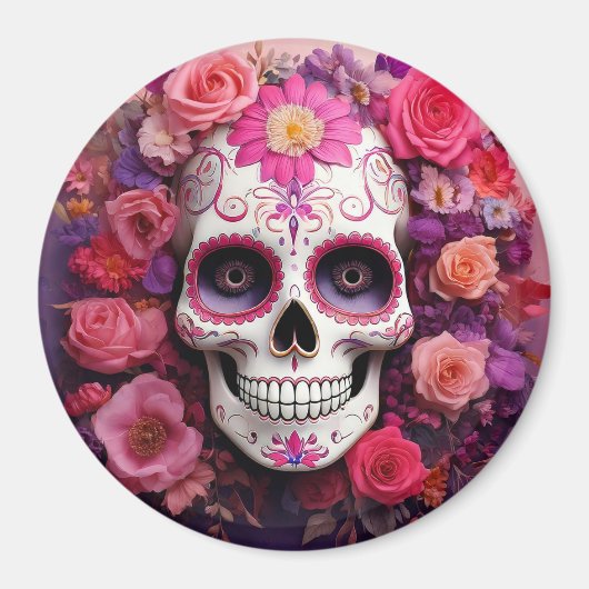 Girly Sugar Skull Magnet (Vorne)