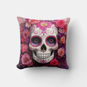 Girly Sugar Skull Throw Kissen