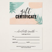 Girly Summer Palm Blätter Geschenkgutschein (Vorne & Hinten)