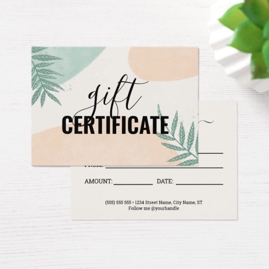 Girly Summer Palm Blätter Geschenkgutschein (Schreibtisch)