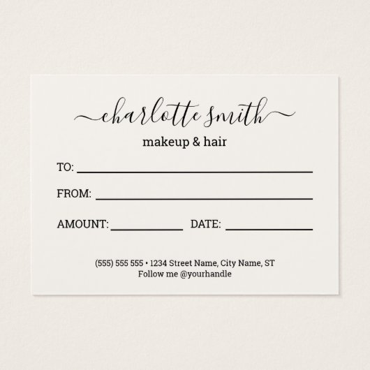 Girly Summer Palm Blätter Geschenkgutschein (Rückseite)