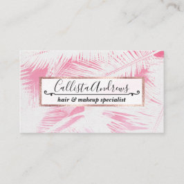 Girly Summer Pink White Tropical Palm Tree Fronds Visitenkarte
