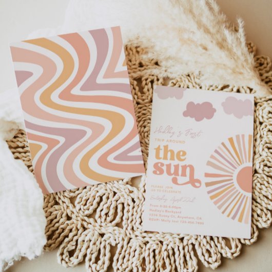 Girly Sun zum ersten Geburtstag Einladung