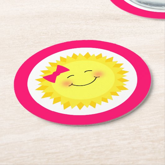 Girly Sunshine Party Runder Pappuntersetzer (Angewinkelt)