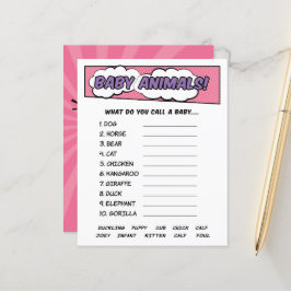 Girly Superhero Comic Baby Shower Animals Game