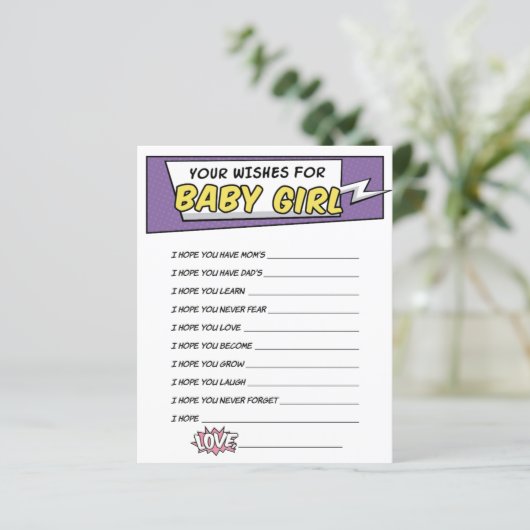 Girly Superhero Comic Book Dusche Wünsche für Kind (Stehend Vorderseite)