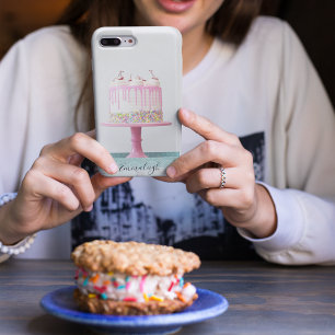Girly Sweet 16 Pink Birthday Cake Mit Monogramm Case-Mate iPhone Hülle