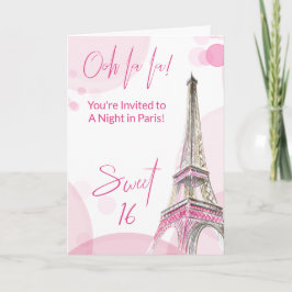Girly Sweet 16 Pink White Paris Geburtstag Einladung