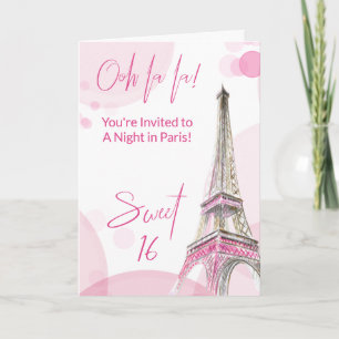 Girly Sweet 16 Pink White Paris Geburtstag Einladung