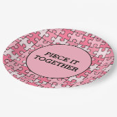 Girly Sweet Pink Black Piece it Together Puzzle Pappteller (Schrägansicht)