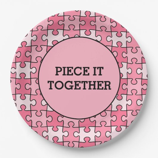 Girly Sweet Pink Black Piece it Together Puzzle Pappteller (Vorderseite)