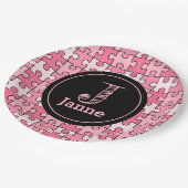 Girly Sweet Pink Black Puzzle Stücke Pappteller (Schrägansicht)