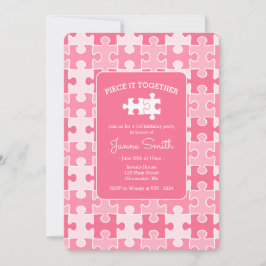 Girly Sweet Pink Piece it Together Puzzle Birthday Einladung